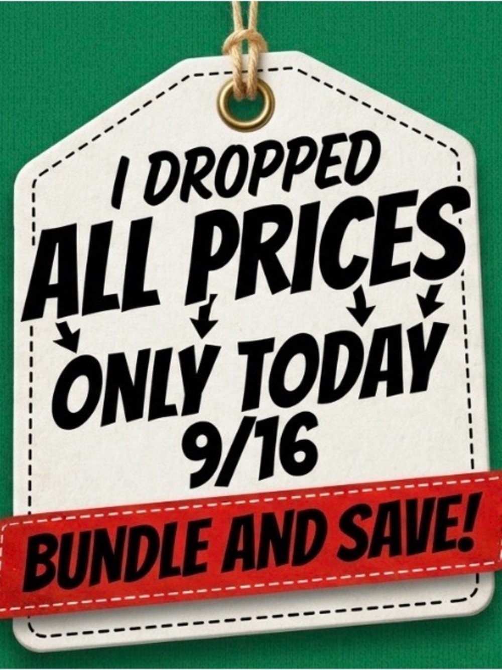 Promotional Hanging Price Tag - Green, White, Red